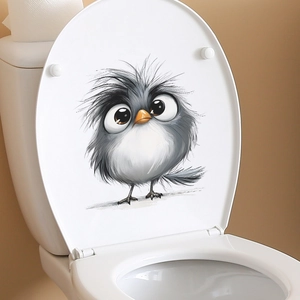 Cartoon owl toilet lid sticker made of waterproof PVC for bathroom home decoration