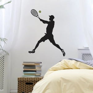 Sticker mural créatif silhouette noire de joueur de tennis pour décor de maison