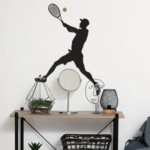 Sticker mural silhouette de joueur de tennis noir pour une décoration murale dynamique