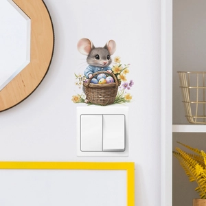 Cartoon mouse wall sticker with Easter eggs for bedroom switch decoration