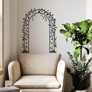 Minimalist black floral arch wall sticker for modern living room home decor decoration