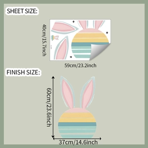 Detail view of Easter bunny wall sticker sheet size 40x59cm and finish size 60x37cm