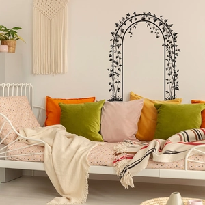 Creative black floral arch wall sticker for modern living room and bedroom home decor