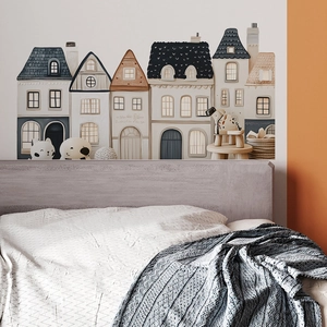 Stickers muraux de maisons de dessin animé européen pour décorer la chambre