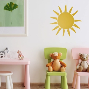 Cartoon yellow sun wall sticker for kids bedroom and nursery interior wall decoration