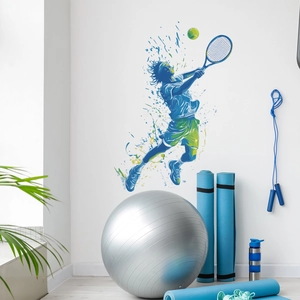 Tennis Athlete Silhouette Wall Sticker PVC Splash Art Sport Decorative Decal For Living Room Bedroom Home Wall Decor