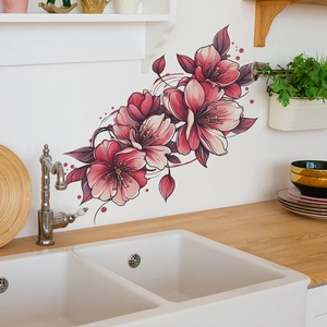 Hand-painted purple flower wall stickers for home living room and kitchen decor