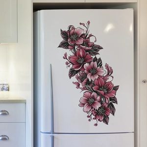 Sticker mural fleurs à l'aquarelle pour réfrigérateur et surfaces lisses de cuisine
