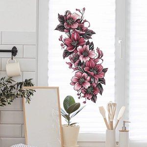 Stickers muraux floraux vibrants avec fleurs roses et rouges pour décoration de cuisine