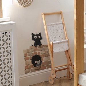 Cartoon black cat and mouse 3D wall sticker for home bedroom nursery decor