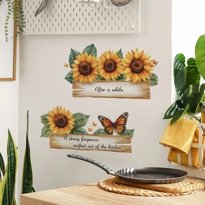 Sunflower wall decals with butterfly and quotes for home living room kitchen decoration