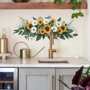 Realistic sunflower and white daisy wall stickers for home living room decor