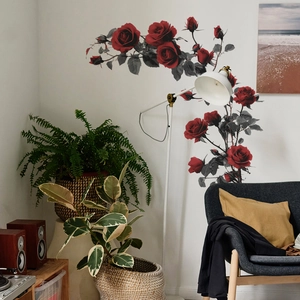 Vibrant 3D red rose wall stickers floral decals for modern living room bedroom wall decor