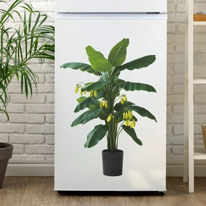Simulation Tropical Banana Tree Potted Plant Wall Sticker PVC Green Leaves Yellow Flower Removable Mural Decal For Home Decor