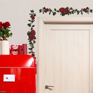 Stickers muraux roses rouges pour salle de bain avec motifs de vignes florales