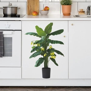 Realistic green banana leaf plant wall sticker for modern living room and kitchen decor