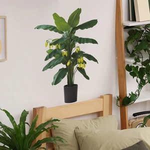 Realistic artificial tropical plant in black pot for modern home bedroom decoration