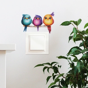 Cartoon birds on branch wall sticker for living room light switch decoration