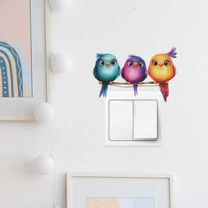 Cartoon birds on branch wall sticker for bedroom light switch decoration