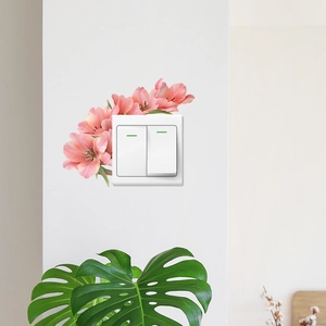 Wandaufkleber mit rosa Tulpen für Lichtschalter in gemütlichem Wohndekor