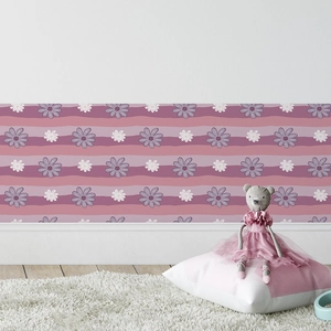 Pastoral Daisy Wall Sticker Floral Stripe PVC Self Adhesive Decal For Bedroom Living Room Home Background Decorative Mural