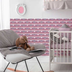 Pink and purple wavy daisy pattern wallpaper for a cozy nursery wall decoration