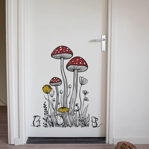 Creative mushroom and mice wall sticker set for bedroom and living room decor