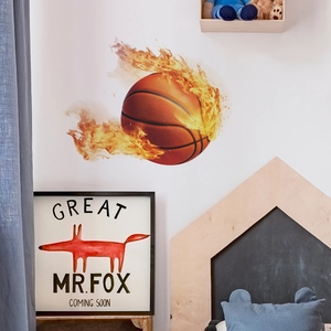 Sticker Mural Créatif de Basket-ball en Flammes PVC Autocollant Mural pour Chambre d'Enfants Salon Salle de Sport Décoration