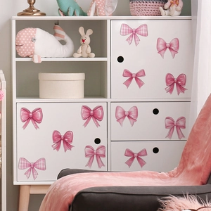 Pink cartoon bow wall stickers set for bedroom and living room home wall decoration