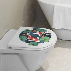 Chinese koi fish and lotus leaf waterproof wall sticker for bathroom decor