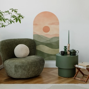 Sunset mountain arch wall decal sticker for minimalist living room bedroom decor