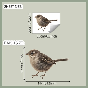 Bird wall sticker sheet size 16x13cm and finish size 14x10cm with sparrow design
