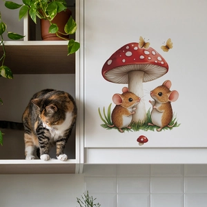 Cartoon red mushroom and mice wall sticker for living room and bedroom decoration