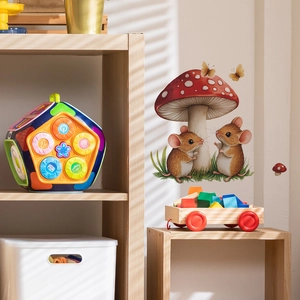 Cartoon red mushroom and mice wall sticker set for kids room bedroom decor