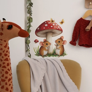 Cartoon red mushroom and mouse wall sticker for nursery bedroom wall decoration