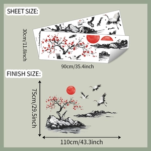 Détails des dimensions de l'autocollant mural et taille finale pour motif fleur de prunier