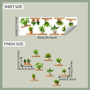 Détails de stickers muraux plantes vertes fun-d60 montrant les dimensions 30x90cm