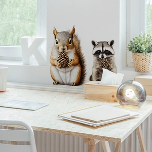 Cute squirrel and raccoon wall stickers for bedroom and living room wall decoration