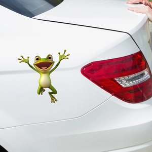 Funny 3D green cartoon frog car sticker decal for window and body decoration