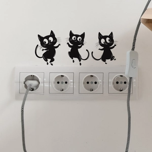 Cartoon black cat silhouette wall stickers for light switch and bedroom home decoration