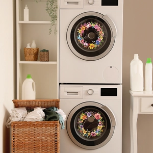 Floral butterfly wreath stickers for washing machine door glass decoration
