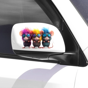 Trois autocollants de souris 3D amusants avec lunettes pour miroir de voiture