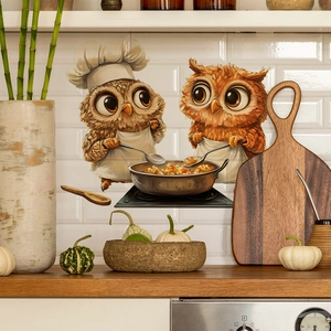 3D cartoon owls cooking wall sticker for kitchen backsplashes and dining room decoration