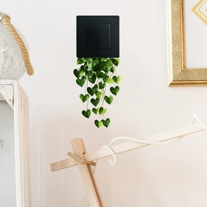 Creative hanging vine leaf wall sticker for light switch decor in living room or bedroom