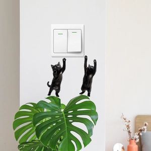 Funny cartoon black cat wall stickers for bedroom or light switch home decoration