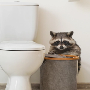 3D realistic raccoon toilet sticker for bathroom decoration with self-adhesive design
