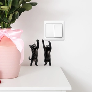Creative black cat wall stickers climbing on light switch for home interior decoration