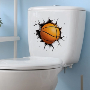 Adesivo murale 3D basket con effetto crepa per decorazione creativa del bagno e WC