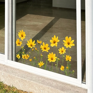Realistic yellow daisy floral window stickers for balcony glass background decoration