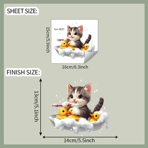 Size specifications for cartoon cat and rubber duck waterproof bathroom wall sticker